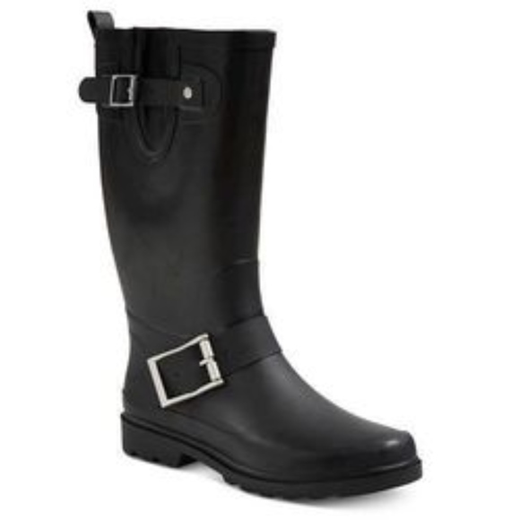 Shoes - Women's Belted Tall Moto Rainboots